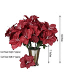10 Bushes Burgundy Artificial Silk Easter Lily Flowers, Faux Bouquets