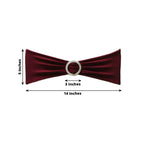 5 Pack Stretch Spandex Chair Sashes Burgundy - Reusable Chair Bands with Silver Diamond Ring Slide Buckle 5"x14"