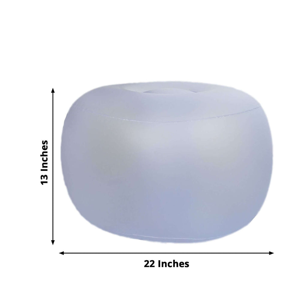 22" Color Changing LED Light Up Inflatable Pouf Ottoman, Waterproof Illuminated Remote Battery Operated Furniture