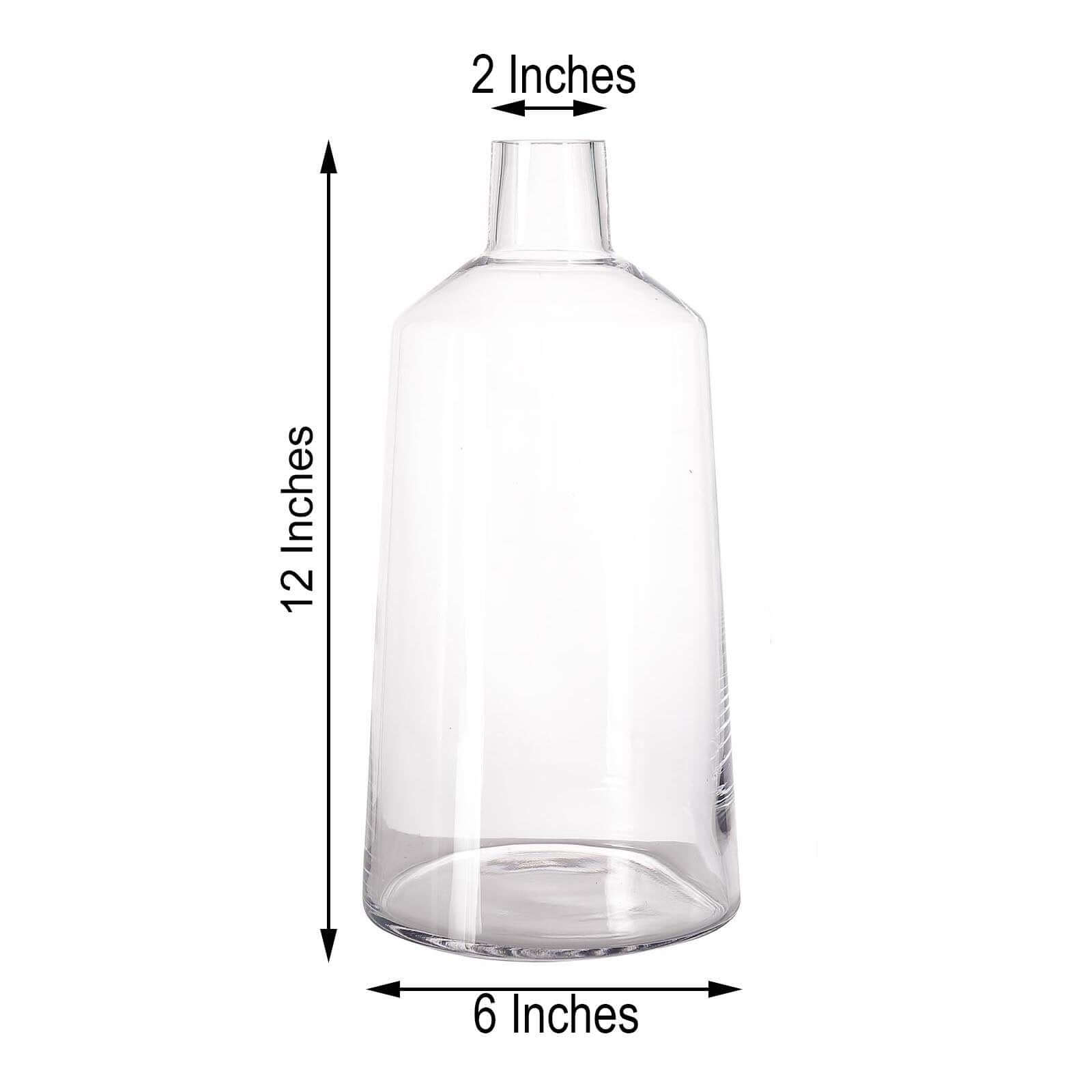 2-Pack Glass Bud Vases Tapered Neck Design Clear - Stylish Floral Table Centerpieces 12"