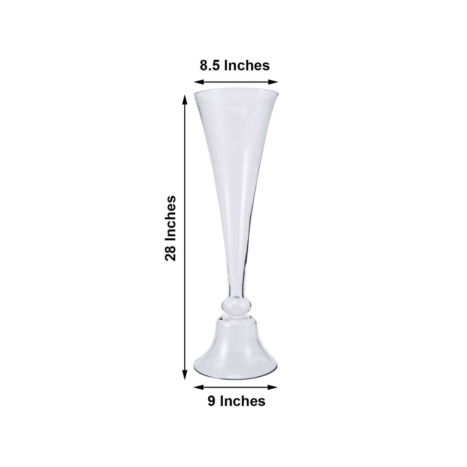 Set of 2 Glass Trumpet Vases Reversible Clarinet Style Clear - Decorative Flower Centerpieces for Events 28"
