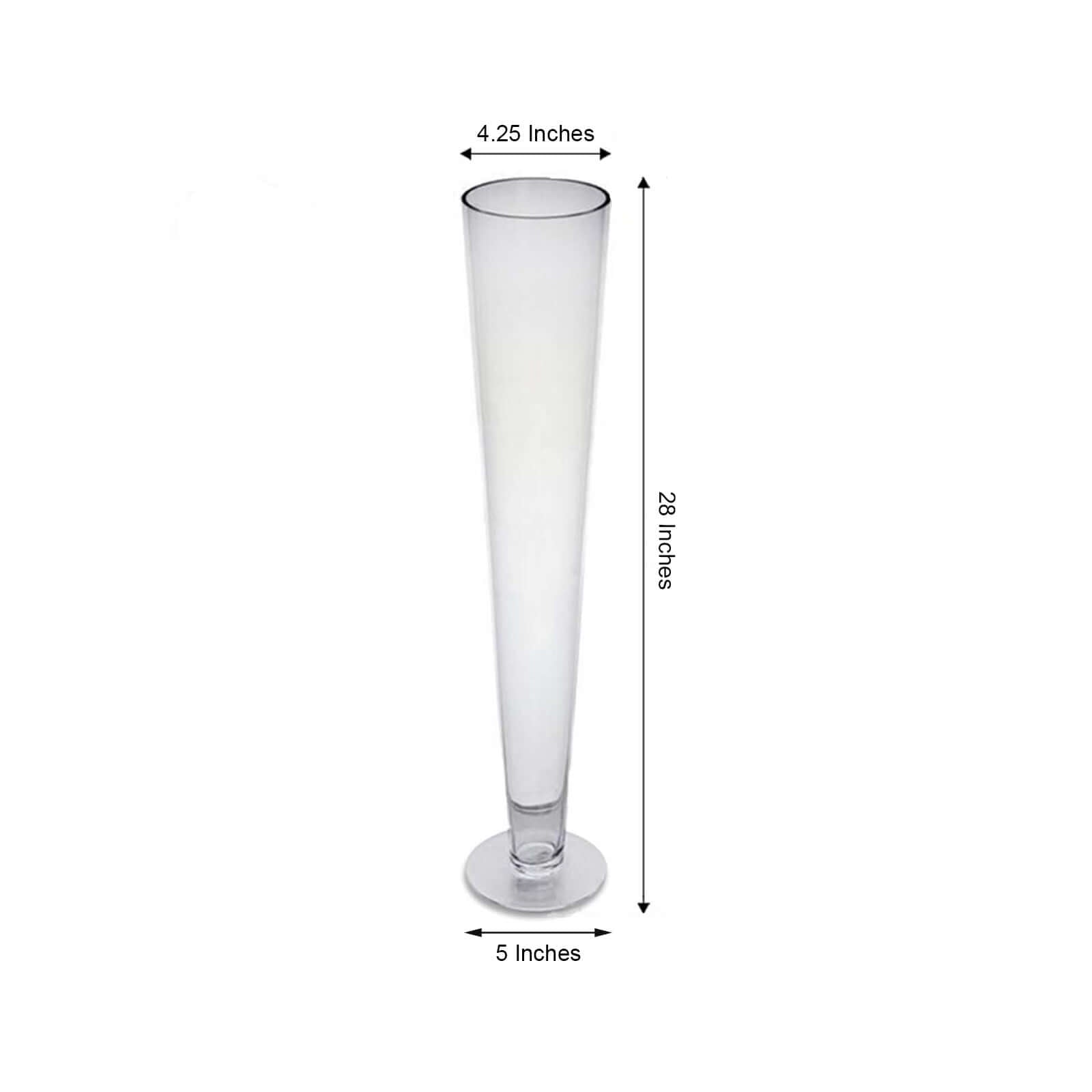 4-Pack Glass Trumpet Vases Clear - Durable Design for Chic Event Displays 28"