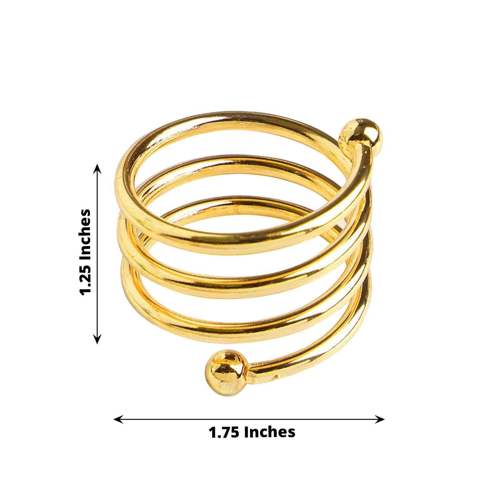 4 Pack Gold Plated Spiral Aluminum Napkin Rings