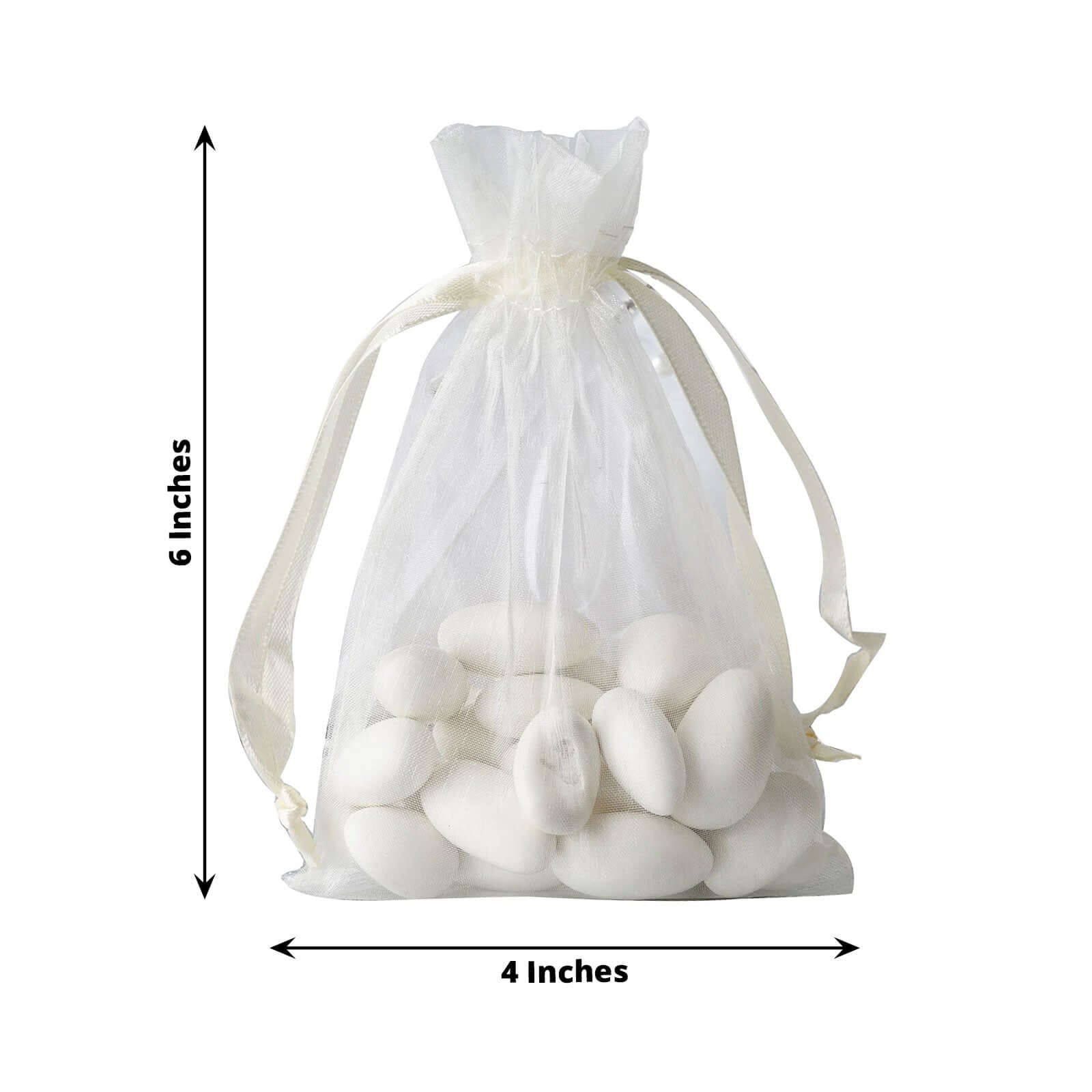 10 Pack 4"x6" Ivory Organza Drawstring Wedding Party Favor Gift Bags