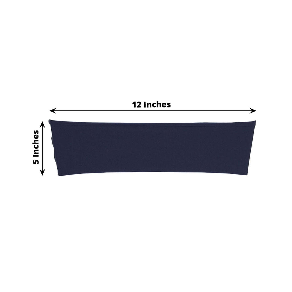 5 Pack Stretch Spandex Chair Sashes Navy Blue - Fitted Finish Two Ply Heavy Duty Chair Bands 5"x12"