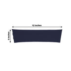5 Pack Stretch Spandex Chair Sashes Navy Blue - Fitted Finish Two Ply Heavy Duty Chair Bands 5"x12"