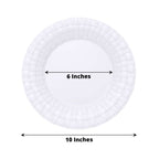 10-Pack Plastic Dinner Plates White Basketweave Rim - Durable Disposable Dinner Plates 10"