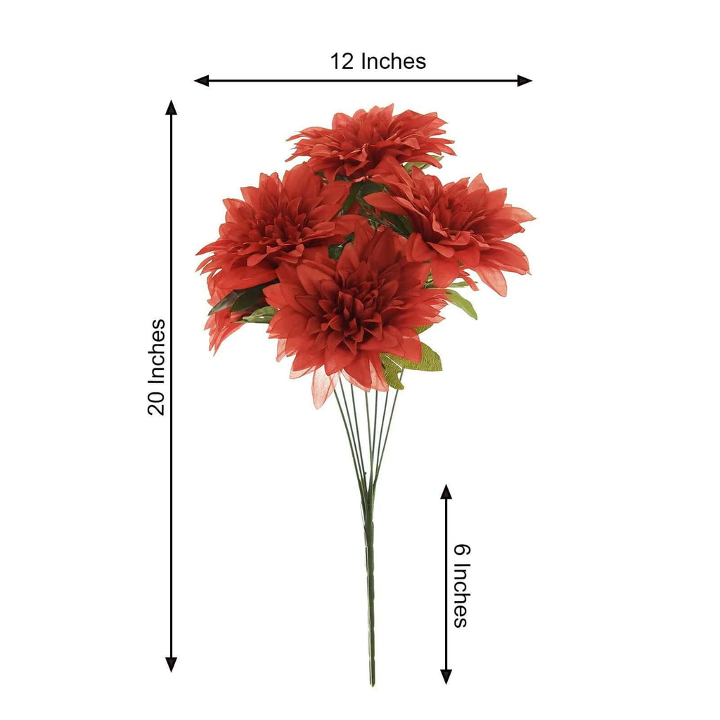 2 Bouquets 20" Terracotta Artificial Silk Dahlia Flower Spray Bushes
