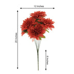 2 Bouquets 20" Terracotta Artificial Silk Dahlia Flower Spray Bushes