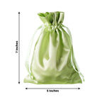 12 Pack 5"x7" Apple Green Satin Drawstring Wedding Party Favor Gift Bags, Drawstring Pouch Gift Bags