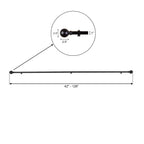 42"-126" Adjustable Curtain Rod Sets, Black, Round Finials