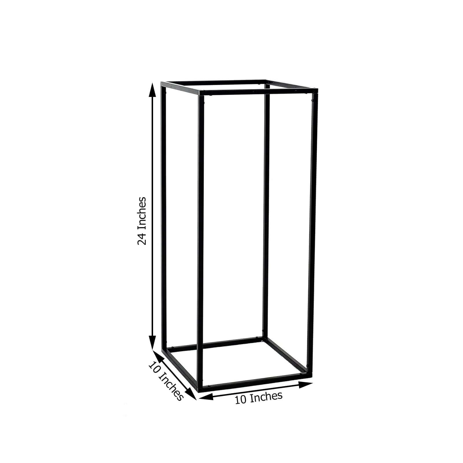 2-Pack Wedding Flower Stand Black Metal Geometric Column Frame Rectangular - Versatile Floral Pedestal for Sophisticated Arrangements 24"