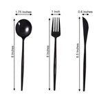 24-Pack Plastic Flatware Set with Sleek Modern Design Black - Premium Disposable Silverware 8"