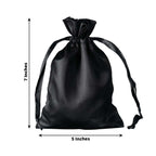 12 Pack 5"x7" Black Satin Drawstring Wedding Party Favor Gift Bags