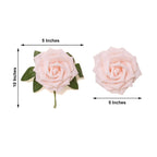 24 Roses 5" Blush Artificial Foam Flowers With Stem Wire and Leaves