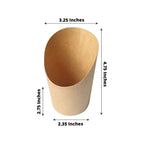 50-Pack Paper Popcorn Box Snack Cups Cone Design Natural Brown - Great for Appetizers 14oz