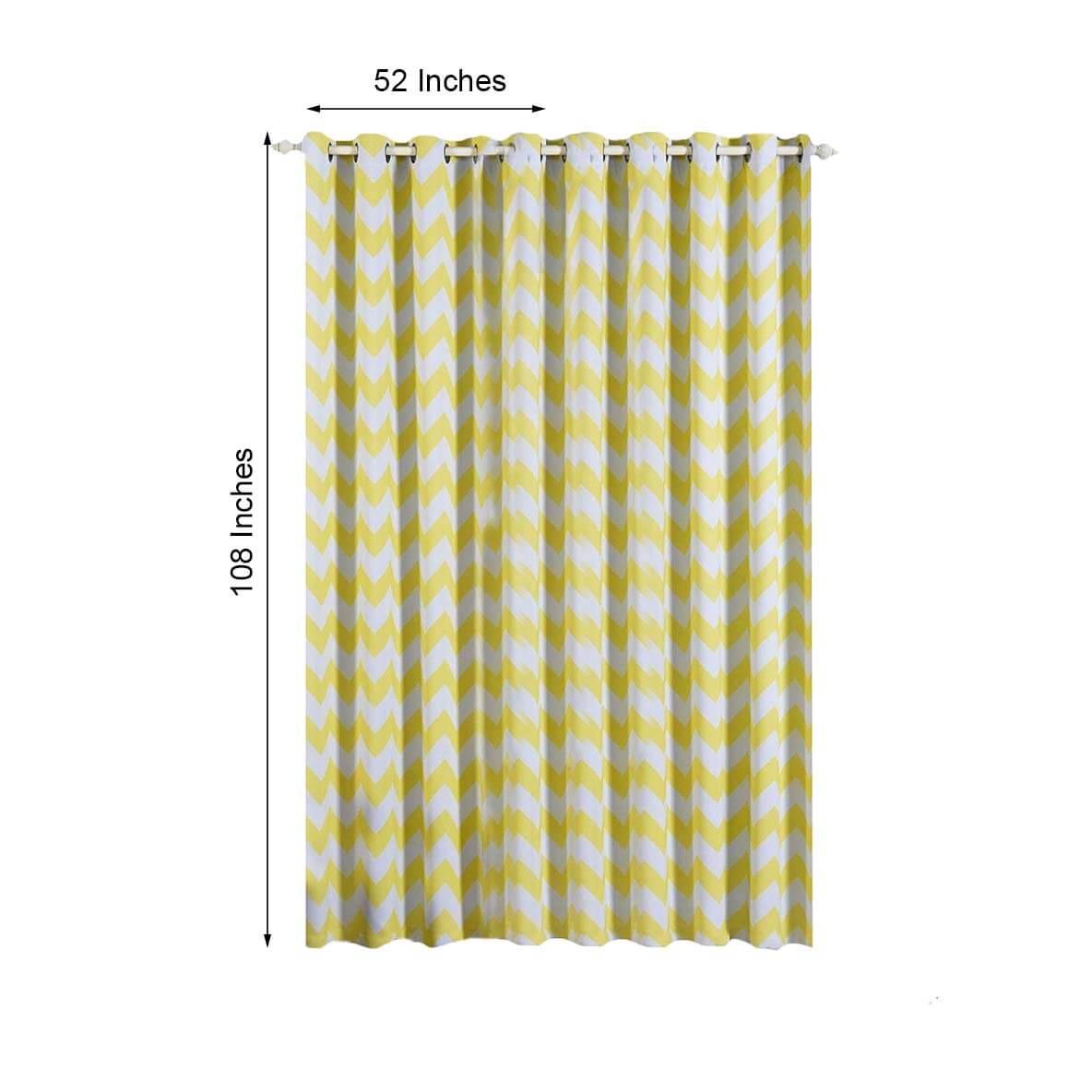 2 Pack White Yellow Chevron Design Thermal Blackout Curtains With Chrome Grommet Window Treatment Panels - 52"x108"