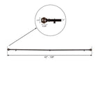 42"-126" Adjustable Curtain Rod Set, Chocolate Brown, Marble Finials