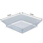 10-Pack Tapas Plates Sleek Square Design Clear - Plastic Disposable Plates for Parties 4"