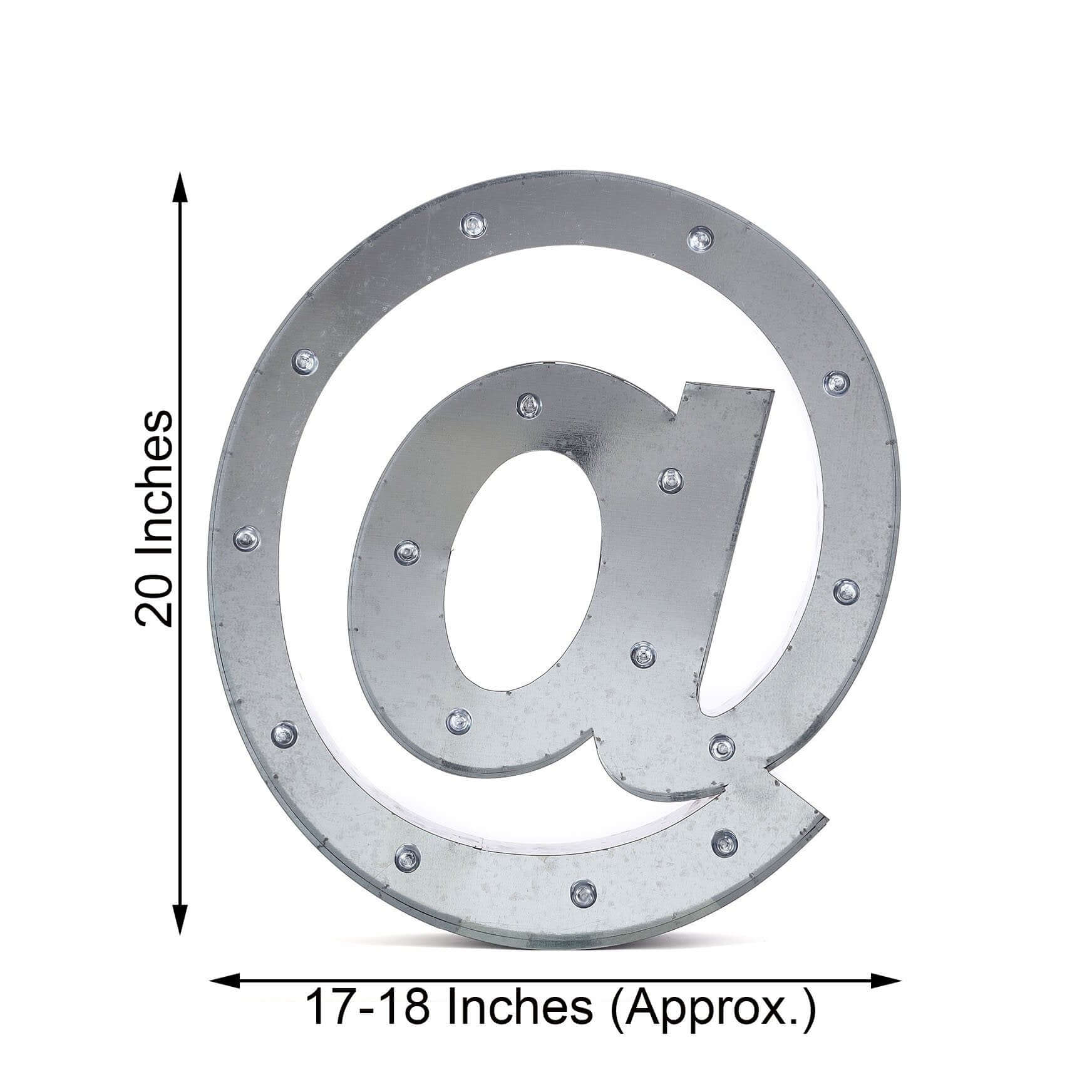 20" Vintage Galvanized Metal Marquee Symbol Lights Cordless With 16 Warm White LED - @