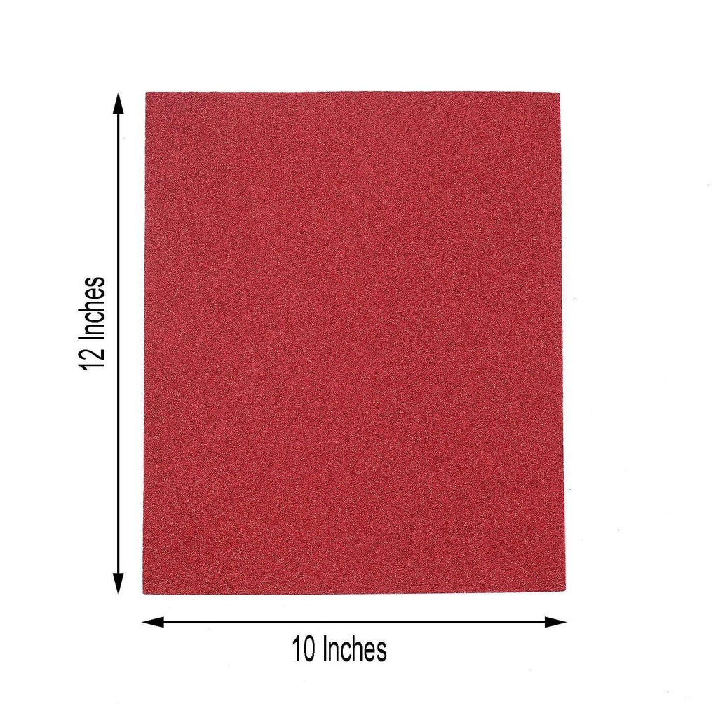 10 Pack Burgundy Self-Adhesive Glitter DIY Craft Foam Sheets - 12"x10"