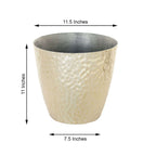 11" Gold Hammered Design Large Indoor Flower Plant Pot, Decorative Greenery Planter