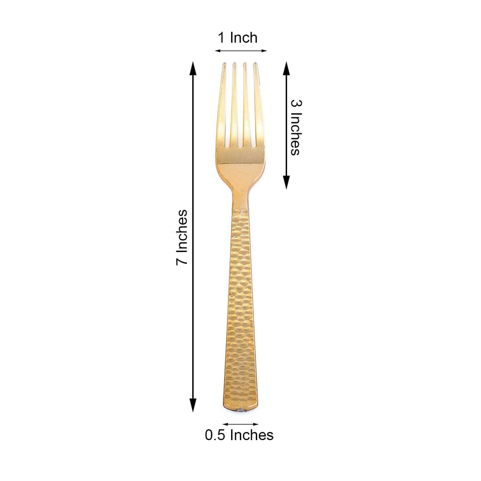 24-Pack Plastic Forks with Hammered Style Gold - Heavy Duty Disposable Silverware 7"