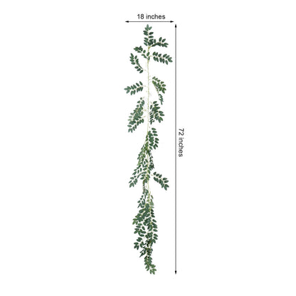 2 Pack 6ft Green Artificial Honey Locust Leaf Garland, Flexible Vine