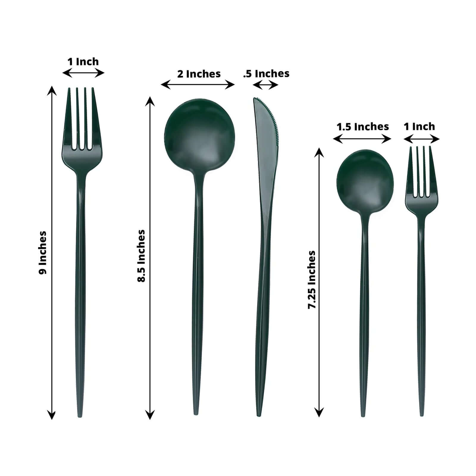 50-Pack Plastic Utensil Set Hunter Emerald Green - Premium Disposable Heavy Duty Sleek Flatware
