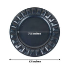 6-Pack Plastic Round Charger Plates 13" in Navy Blue with Bejeweled Rim, Luxe Decorative Dinner Party Charger Tableware