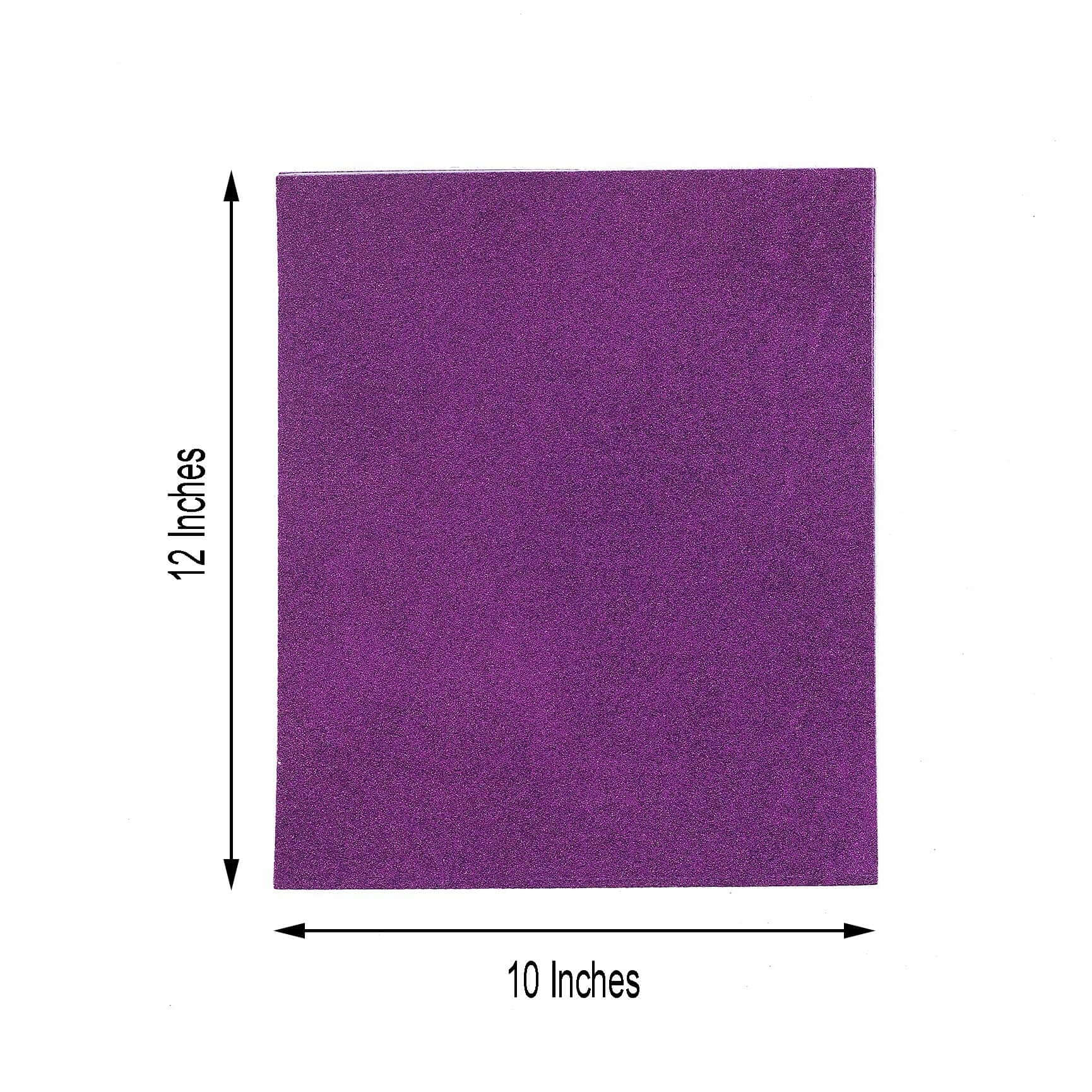 10 Pack Purple Self-Adhesive Glitter DIY Craft Foam Sheets - 12"x10"