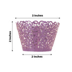 25-Pack Paper Cupcake Wrappers Lace Laser Cut Design Purple - Muffin Baking Cup Trays for Events