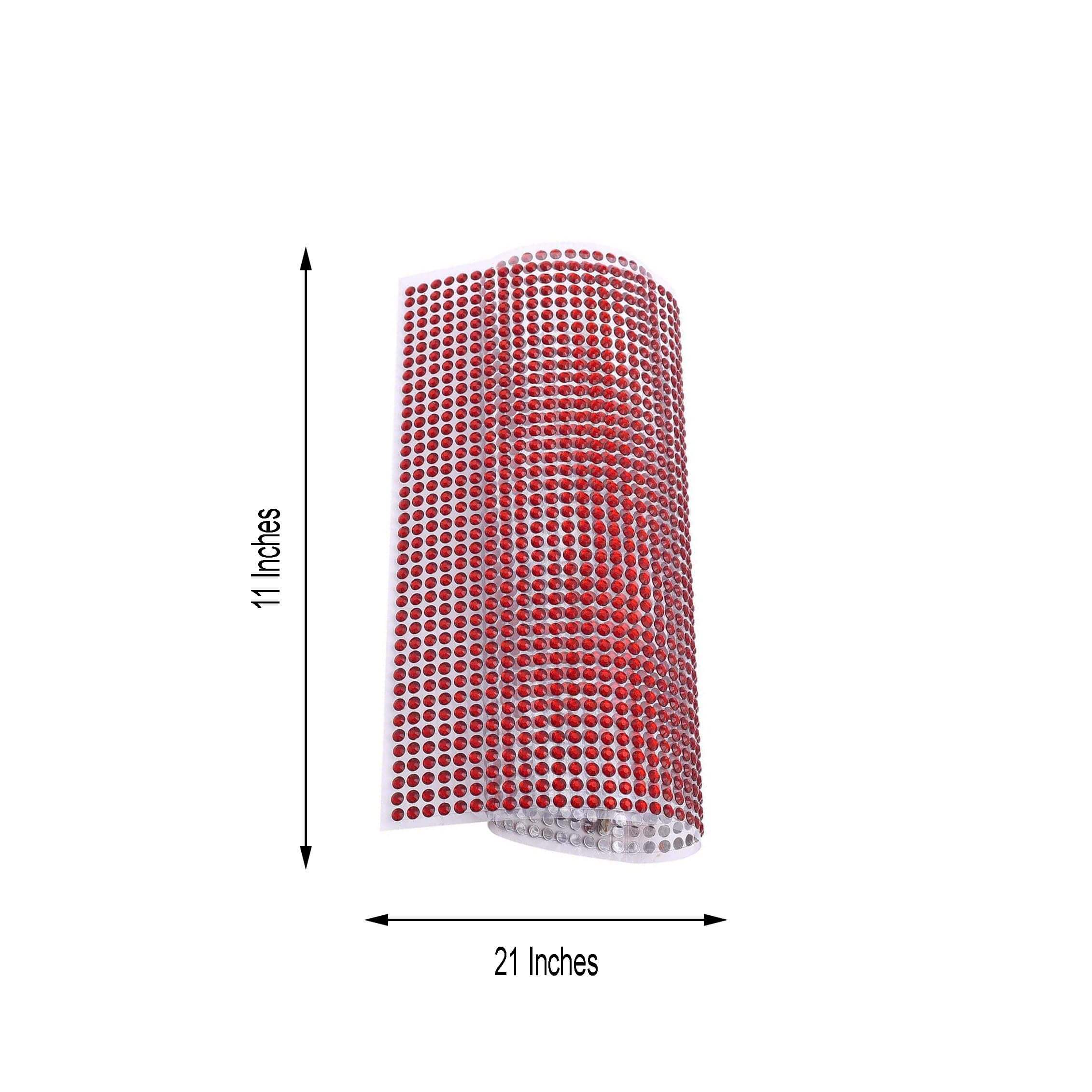 21â€x11" Red Self Adhesive Rhinestone Diamond Sticker Wrap Sheets, DIY Craft Gem Stickers