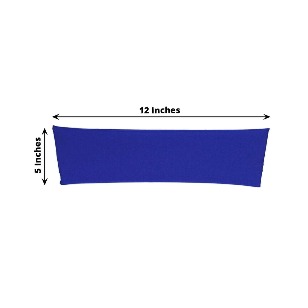 5 Pack Stretch Spandex Chair Sashes Royal Blue - Fitted Finish Two Ply Heavy Duty Chair Bands 5"x12"