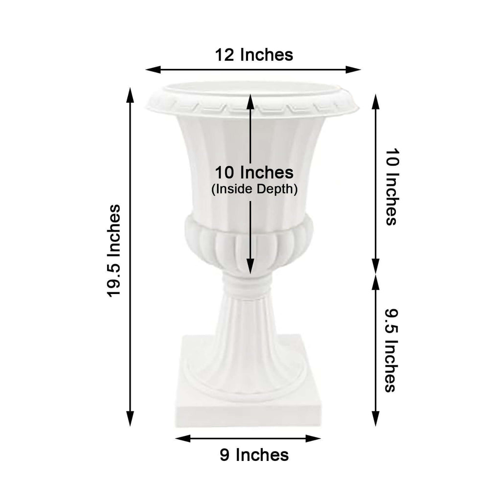 2 Pack 20" White Urn Planter, Floral Pedestal Flower Pot Plant Stand - PVC