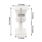 2 Pack 20" White Urn Planter, Floral Pedestal Flower Pot Plant Stand - PVC