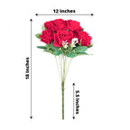 2 Bushes 18" Real Touch Red Artificial Rose Flower Bouquet, Silk Long Stem Flower Arrangements