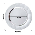 10-Pack Disposable Round Charger Plates in Silver with Leathery Texture - Durable 1100GSM Cardboard Placemats 13"