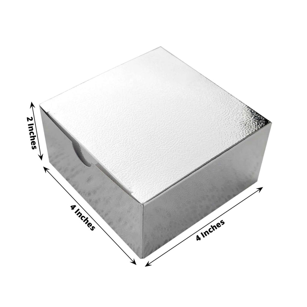 100 Pack 4"x4"x2" Silver Cake Cupcake Party Favor Gift Boxes, DIY