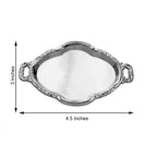 12-Pack Display Trays Party Favor Baroque Oval Design Silver - Mini Serving Platters for Sweets and Desserts 4.5"