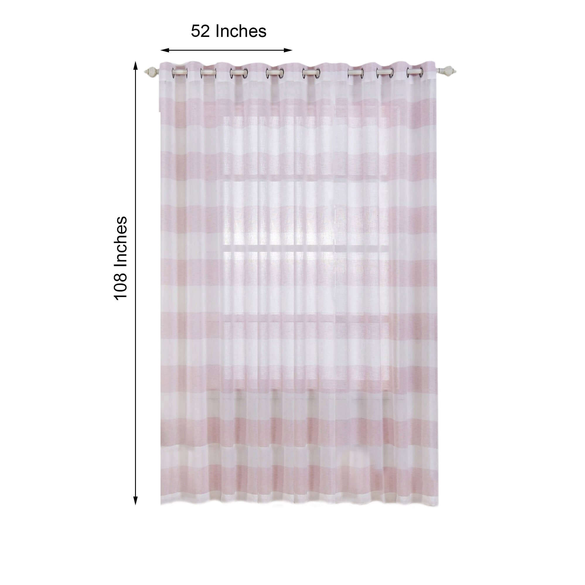 2 Pack White Blush Cabana Print Faux Linen Curtain Panels With Chrome Grommet - 52"x108"
