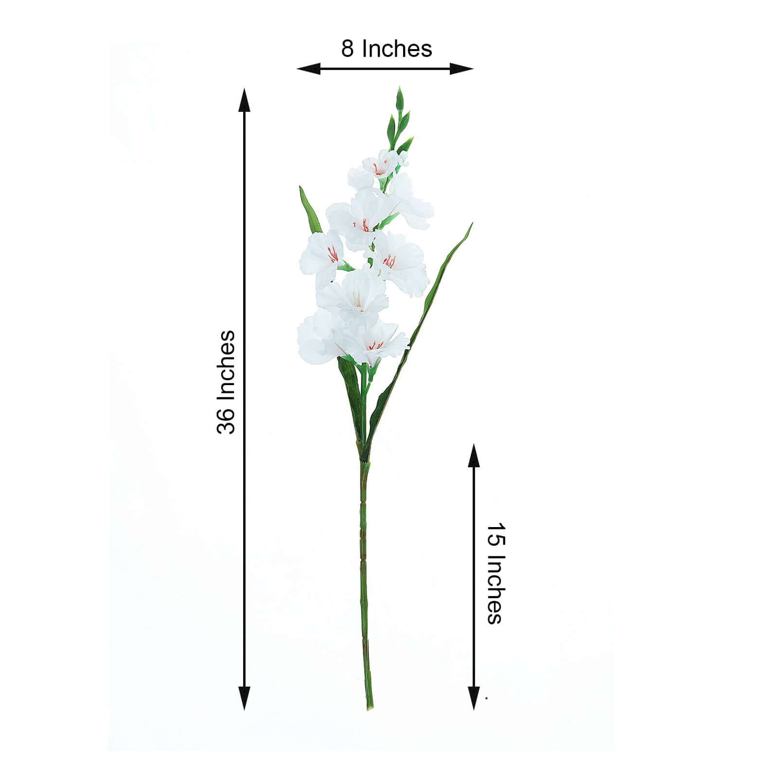 3 Stems 36" Tall White Artificial Silk Gladiolus Flower Spray Bush