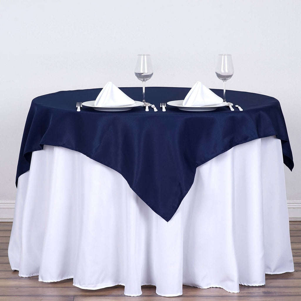 Polyester 54"x54" Table Overlay Square Tablecloth Navy Blue - Wrinkle-Resistant & Durable Table Cover