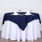 Polyester 54"x54" Table Overlay Square Tablecloth Navy Blue - Wrinkle-Resistant & Durable Table Cover
