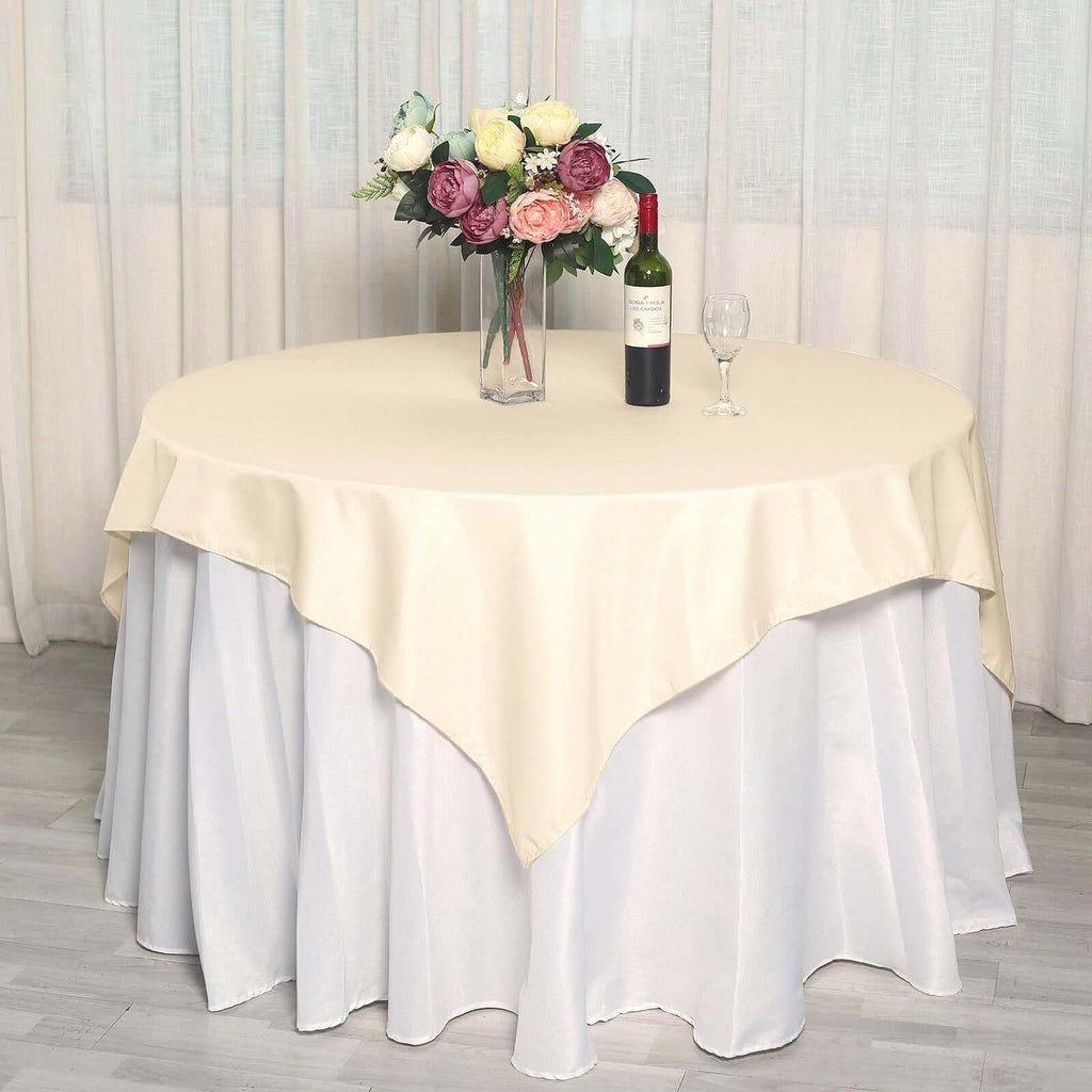 Polyester Square 70"x70" Tablecloth Beige - Wrinkle-Resistant & Durable Table Cover