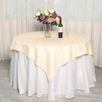 Polyester Square 70"x70" Tablecloth Beige - Wrinkle-Resistant & Durable Table Cover