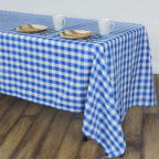 Polyester 60"x102" Rectangle Tablecloth White/Blue - Checkered Buffalo Plaid Table Cover