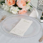 6-Pack Acrylic Round Charger Plates 13" in Clear with Silver Beaded Rim, Decorative Dinner Party Serving Plates