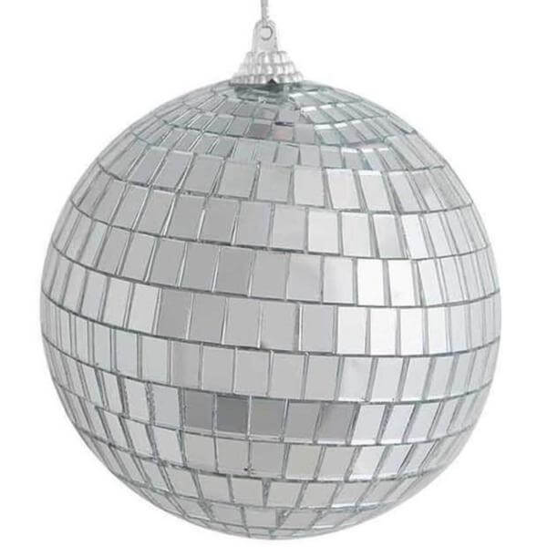 4 Pack 6" Silver Foam Disco Mirror Ball With Hanging Strings, Holiday Christmas Ornaments