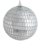 4 Pack 6" Silver Foam Disco Mirror Ball With Hanging Strings, Holiday Christmas Ornaments